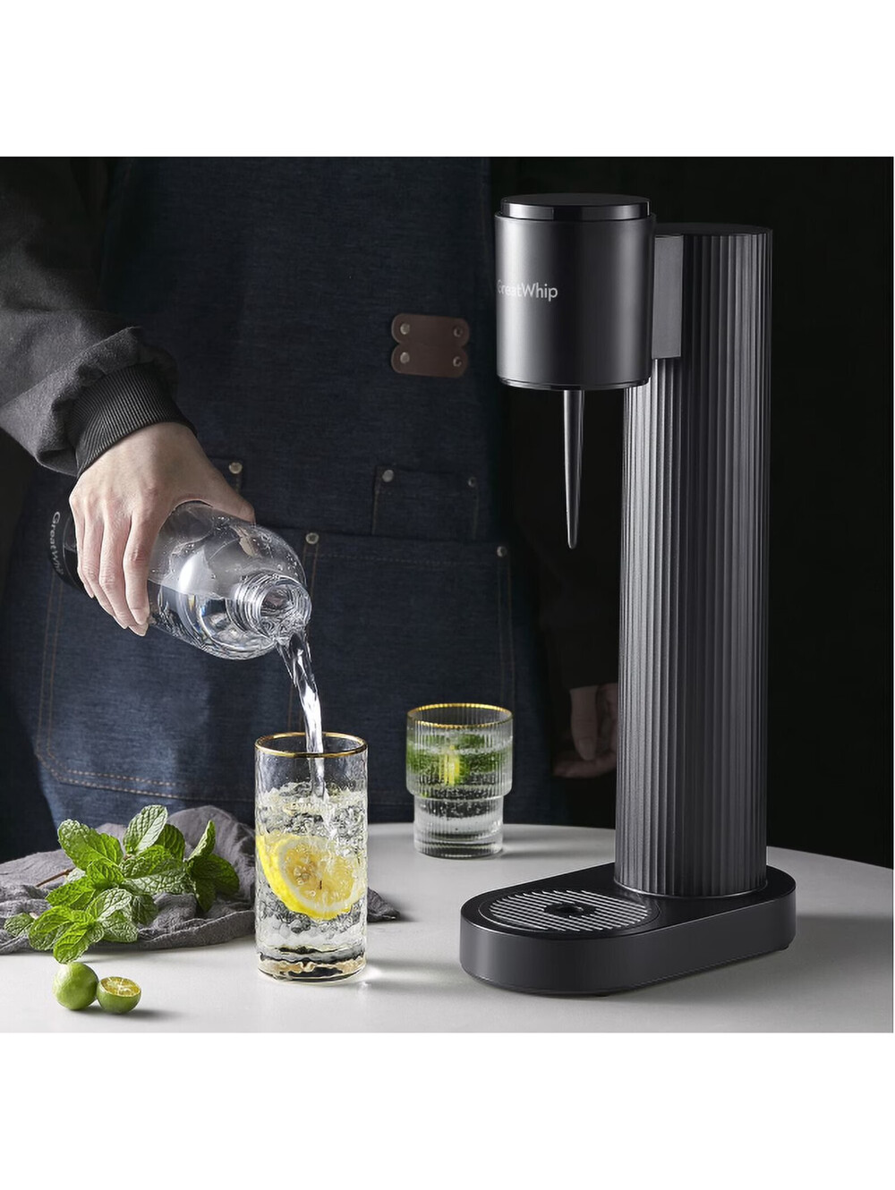 Soda CO2 Sparkling Water Maker Machine Black Soda Stream Screw-in 60L Carbonator